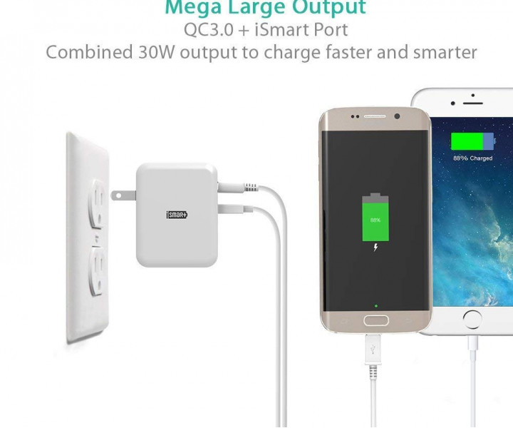 RAVPower 30W Dual USB Charger with Quick Charge 3.0 White (RP-PC006WH)